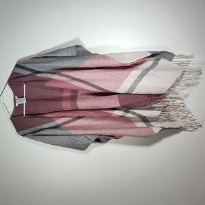 Three Dots cashmere blend wrap shawl in pink plaid